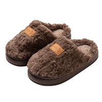 Chaussons en peluche pour hommes et femmes, chauds et moelleux pour l'hiver, à bout fermé, antidérapants, à semelle épaisse, pour la maison, pour couple