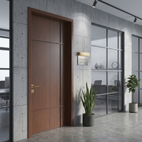 Porte de placard en bois massif avec verre rainuré noyer foncé pour chambre, dressing ou bureau ouvert