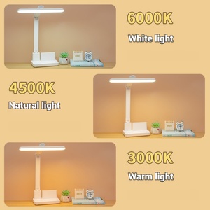 Lampe de table pliable à LED avec horloge, porte-stylo, rechargeable par USB, lumière de protection des yeux, lampe de bureau pour l'étude - Product Image 4