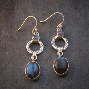 Pendientes Colgantes de Labradorita Natural en Plata de Ley 925, Hechos a Mano con Piedras Preciosas para Mujer, Joyería de Moda para Bodas - Product Image 3