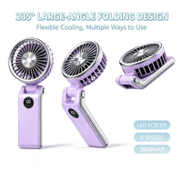 Ventilateur de bureau 235 °   Ventilateur portable et pour le cou, pliable, 5 vitesses, écran LED, 10h d'autonomie, pour extérieur, bureau, maquillage