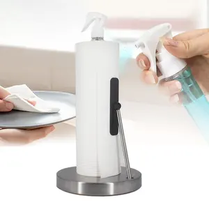 Paper Towel Holder With Spray Bottle, Stainless Steel Countertop Paper Towel  Holder, One-handed Operation Kitchen Paper Towels Holder With Non Slip We