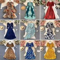 Robe longue en mousseline de soie pour femmes, imprimé numérique, robes de vacances élégantes pour femmes, imprimé Floral, robes décontractées, Stock