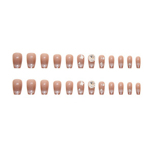 웃는 고양이 눈 갑옷을 입고 탈착식 프랑스 고양이 눈 거짓 손톱 클립 더미 드릴 손톱에 큰 다이아몬드 프레스 - Product Image 4