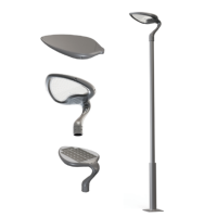 Lampadaire LED extérieur, éclairage de jardin, 30W, 5V, batterie, lumière élégante moderne, gris sable, 6000K, PC, aluminium, IP65, 657X466X200MM