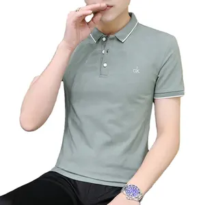 New wholesale men's cotton short sleeve solid lapel T-shirt custom embroidered printed men's tshirts