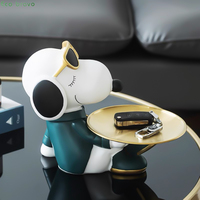 Huisdecoratie Moderne Dieren Puppy Hond Hars Sculptuur Decoratie Hond Standbeeld Opslag Dienblad Fruit En Snoep Dozen Hars Handwerk