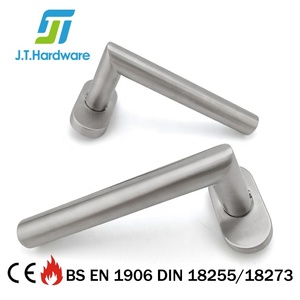 Poignée de porte en acier inoxydable, Tube rectangulaire, Rosette ovale, levier <span class=keywords><strong>Euro</strong></span> - Product Image 2
