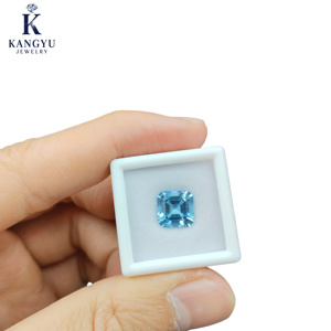 Acquamarina Sintetica Taglio Asscher Sciolta di Alta Qualità Certificata da Terze Parti, Varie Misure, per Creazione Gioielli con Effetto Color Play - Product Image 4