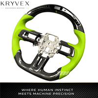 Volant chauffant personnalisé en fibre de carbone et cuir avec affichage LED Kryvex pour Mustang S550 Coupé 2015-2023 GT GT350 GT500