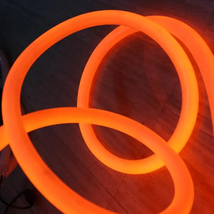 360 degree orange led neon light glow el wire rope tube flexible hose 25mm diameter 120v soft hose