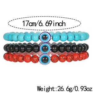 Turquoise Evil Eye <b>Beaded</b> <b>Bracelet</b> Set 3 Pack For <b>Men</b> Gift Jewelry - Product Image 3