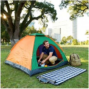 Tente de randonnée extérieure monocouche multi-personnes, pliable, portable, imperméable, protection solaire, quatre saisons, camping - Product Image 4