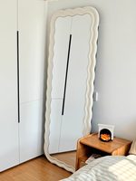 Miroir pleine longueur ondulé réglable pour amincissement, sur pied, pour magasins de vêtements, maison, hôtel, miroir mural - Grande Vente