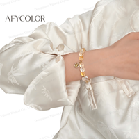 Bracelet en perles de cristal de gomme jaune naturelle au design original, pendentif gourde pour femme, cadeau de luxe léger BUSTYLE SS112