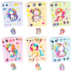 Autocollants personnalisés avec logo, 6 pièces par paquet, My Little Pony, autocollants pour changer le visage des personnages, autocollants pour gâteaux DIY, réutilisables, imperméables, autocollants mignons pour enfants - Product Image 5