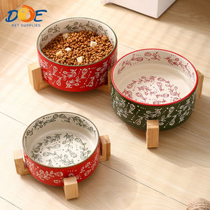 Doe Pet Wholesale Nouveaux bols en céramique rétro floraux créatifs peints à la main pour animaux de compagnie, bols pour chien et chat, bols pour nourriture et eau - Product Image 1