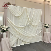 Guirlande suspendue romantique ZKAIRomantic en perles et boules de mousse, draperie de mariage, rideau de mariage 3*3m, plis décoratifs, décoration d'événement