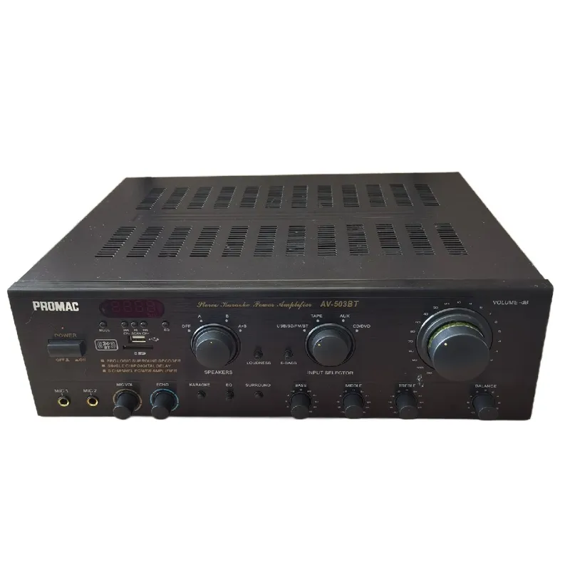 5.1Power Amplifier120W大型変圧器アルミニウムパネルLEDディスプレイscreenAV-502C、USB/SD/BT/FM付き