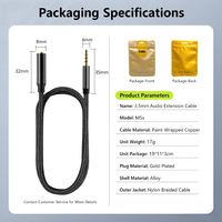 Cable de Extensión de Audio Hi-Fi de 3.5mm, Conductor de Cobre Desnudo, Trenzado de Nailon, Chapado en Oro, Macho-Hembra, Estéreo, Auxiliar, para Auriculares, Altavoces de Coche