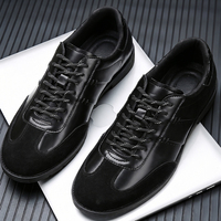 Chaussures décontractées pour hommes en cuir patchwork, à lacets, avec empeigne en cuir mat et daim mélangés, semelle épaisse antidérapante, pour le travail et la marche quotidienne