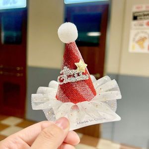 Cross-border Explosions New <b>Christmas</b> Hairpin Hat Clip Headwear Velvet <b>Red</b> Cute Snowflake Star <b>Decorations</b> - Product Image 4