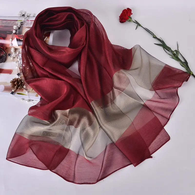 Высококачественные шарфы из органзы для женщин, легкая Этническая шаль, пляжные шелковые шарфы