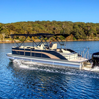 Bateau ponton avec moteur et remorque, bateau de pêche en aluminium de 27 pieds, 300 CV hors-bord, CE ISO, 8-15 personnes, sports nautiques