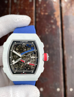 Montre mécanique automatique de luxe pour homme avec tourbillon, boîtier tonneau en fibre de carbone, bracelet en nylon, ultra légère, ultra fine, sportive, étanche