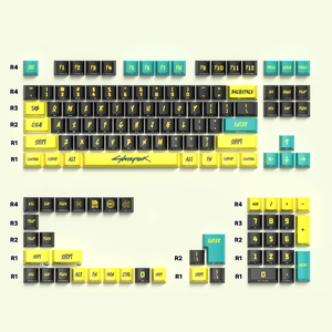 2025 Nueva Venta caliente tema <span class=keywords><strong>Cyberpunk</strong></span> multilingüe teclas blancas PBT con impresión de transferencia de calor coreano japonés con talla lateral - Product Image 3