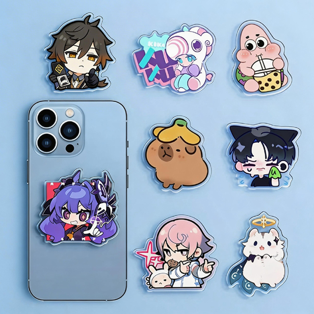 Customized Cartoon Acrylic Phone Pop Socket Foldable Anti-slip Phone Grip Stand for Promotional Gifts Wholesale