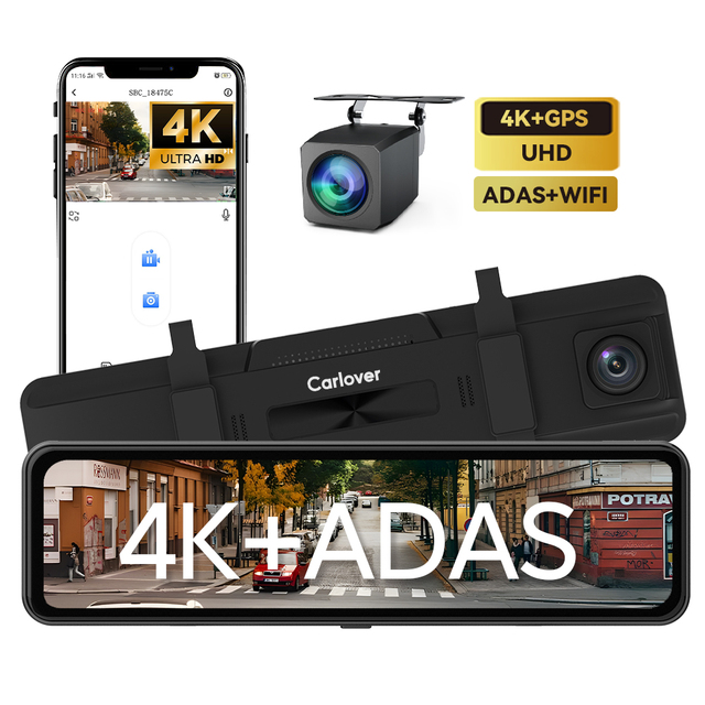 Dual Camera Car Dvr Rear View Mirror Camera Car Camera Dashcam 4K Resolution WiFi 4k Car Dash Cam