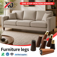 Kaki Sofa Kayu Warna Walnut XUDAN Dengan Selubung Logam, Kaki Pengganti Tugas Berat untuk Sofa, Tempat Tidur, Lemari, Meja Kopi