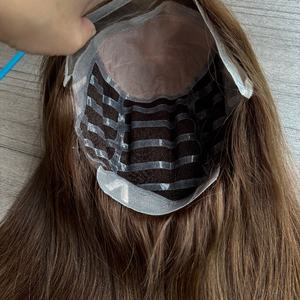 Perruques de Luxe en Silicone Anti-Glisse pour Alopécie, Perruque à Dessus en Soie avec Frange, Cheveux Humains Européens Alignés, Vente en Gros, Perruque Médicale - Product Image 4