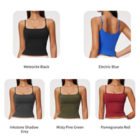 NCLAGEN Débardeur de sport ajusté pour femme avec bretelles spaghetti réglables, col carré et dos évidé