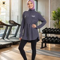 Tenue de sport islamique modeste pour femmes Zaynab : Tunique respirante à manches longues, hijab et leggings élastiques