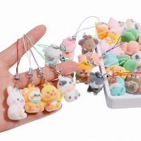 Nouveau porte-clés en résine 3D avec impression UV, motif chat animal mignon de dessin animé, pour sac, pendentif, ou cordon de téléphone portable, idéal comme cadeau