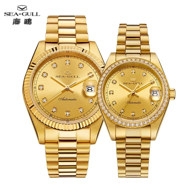 Seagull Oriente Series Luxury Diamond Gold Automatic Mechanical Watches Top Brand Wristwatch 7055V/7055VL for Luminous Alloy