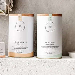Contenitore di Design minimalista coperchio in bambù imballaggio alimentare contenitore in metallo barattolo di latta per tè e caffè