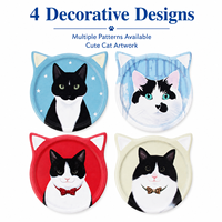 Ensemble de sous-verres en céramique personnalisés, forme tête de chat mignonne, antidérapants, écologiques, réutilisables, impression par sublimation UV, DIY pour la cuisine, la décoration de la maison