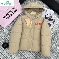 Veste bomber en duvet d'oie de luxe de haute qualité, de marque célèbre, pour l'hiver, réversible, coupe-vent, avec garniture en fourrure, logo, pour femmes