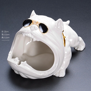 Cenicero de cerámica MSH Creative Cute Bully Dog Puppy para coche, hogar y oficina - Product Image 2