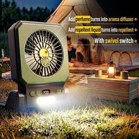 Ventilateur de camping solaire portable avec lumière LED, rechargeable par USB, ventilateur de bureau puissant, longue durée de vie de la batterie pour tentes extérieures