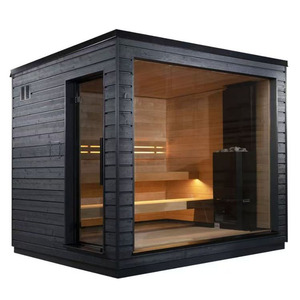 Stufa Elettrica Moderna per Sauna da Esterno in Cedro Rosso con Funzione Vapore Secco 110-240V Pannello di Controllo Computerizzato per 2-4 Persone - Product Image 4