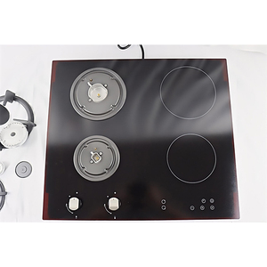 Table de cuisson à gaz encastrable 60 cm, 4 brûleurs, verre noir, commande tactile par bouton, cuisinière à induction à gaz - Product Image 5