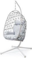 Fauteuil suspendu moderne en fer et PP, chaise suspendue avec support pivotant, capacité de 350 lb, pour balcon, chambre, intérieur, patio