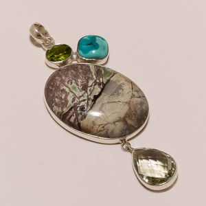 Joyería de moda de Plata de Ley 925 para mujer, colgante de piedras preciosas de ágata de tigre de hierro Natural, regalo para ocasiones - Product Image 2