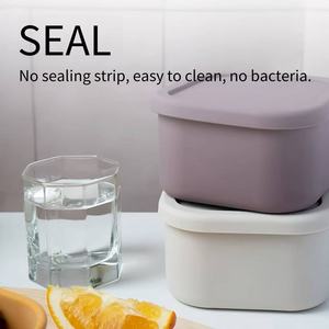 Reusable Silicone Kid BPA Free Leakproof Food Storage Box Square Fruit Snack <b>Container</b> With Silicone Lid - Product Image 2