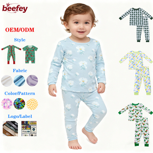 Conjunto de Ropa de Bebé Unisex al por <span class=keywords><strong>Mayor</strong></span>, Tela de Bambú Transpirable, Pijama de <span class=keywords><strong>Manga</strong></span> Larga para Recién Nacido, Patrón Personalizado - Product Image 1