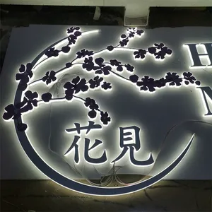 Laser Cut 3D Logo dinding akrilik logam menyala tanda huruf untuk tanda bisnis dalam ruangan